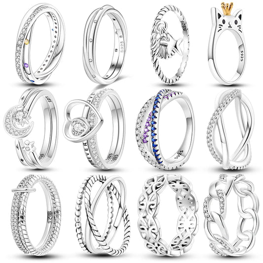 Rings For Women 100% 925 Silver Wholesale Twisted Snake Rings Luxury Rose Gold Stackable Rings Wedding Party Engagement Jewelry